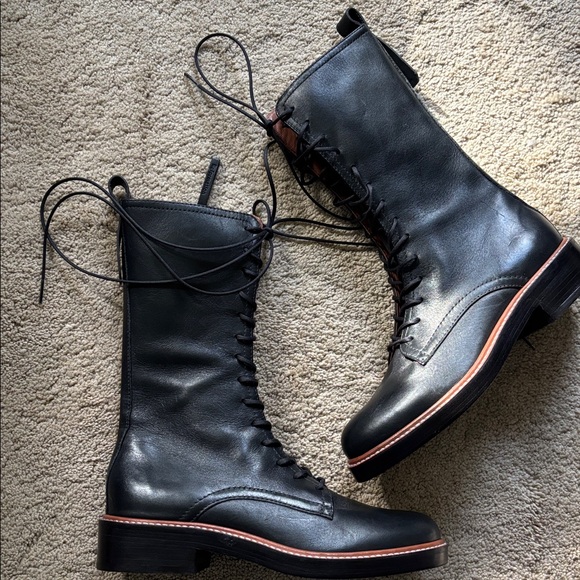 Reformation ADA black combat boots lace up 6.5 - Picture 4 of 10